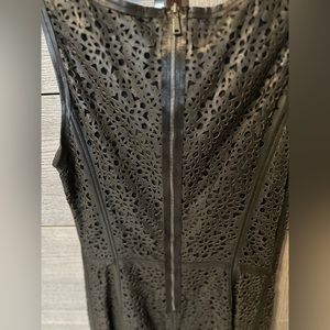 Brown leather dress.